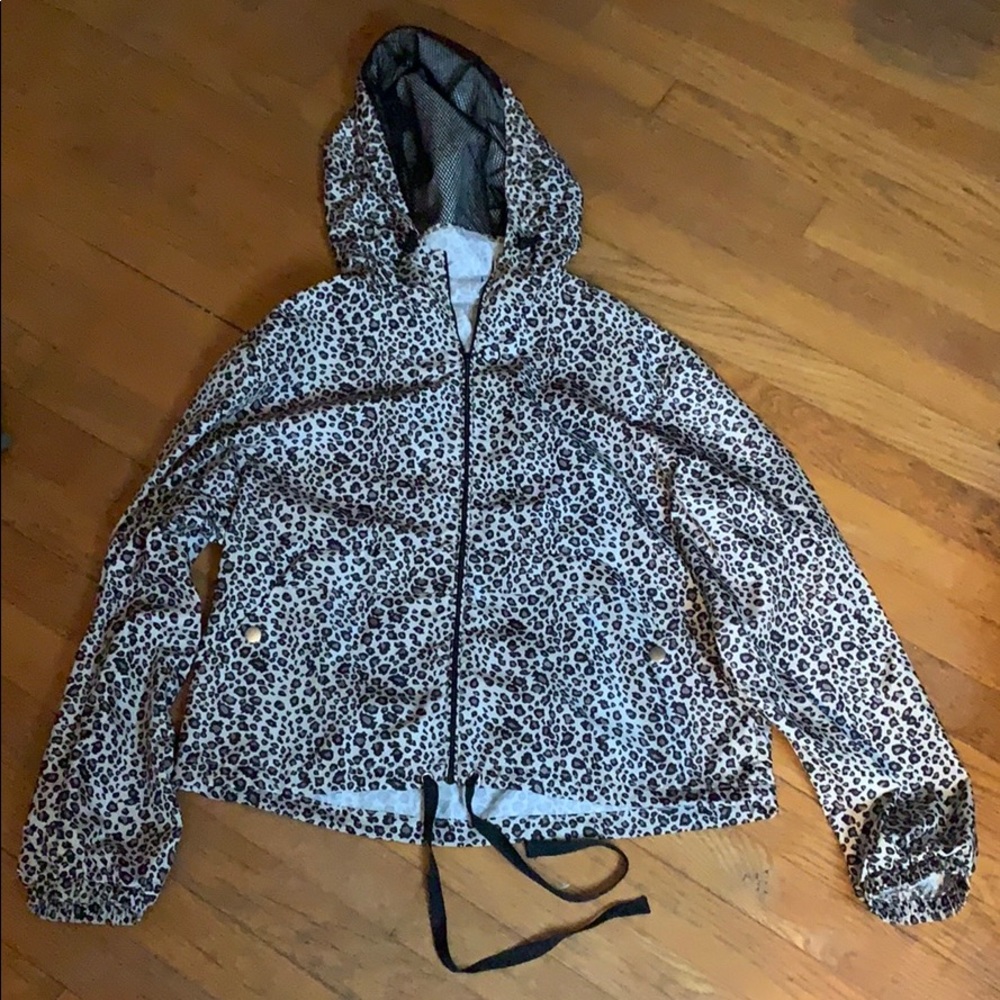 Cheetah print wind breaker zip up
